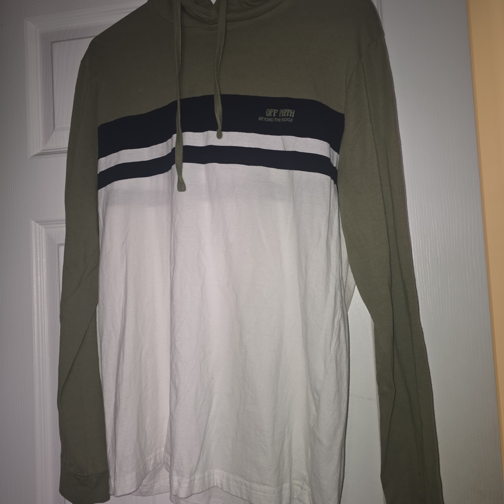 Denim & Flower Olive, Black, and White Striped Hoodie